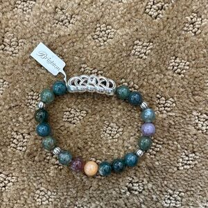 Brighton Green and Purple Beaded Bracelet with Silver Detail